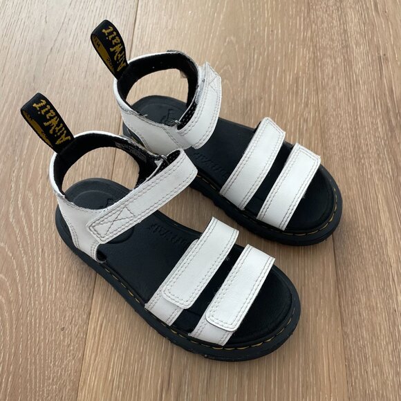 Dr. Martens Shoes Junior 13 Klaire Leather Strap Sandals White T Lamper Doc - Picture 3 of 16
